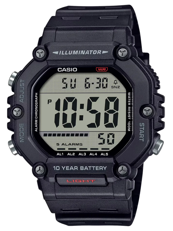Casio AE-1600H-1AVEF – Reloj Digital para Hombre con Cronómetro, Temporizador y Resistencia al Agua 10 BAR