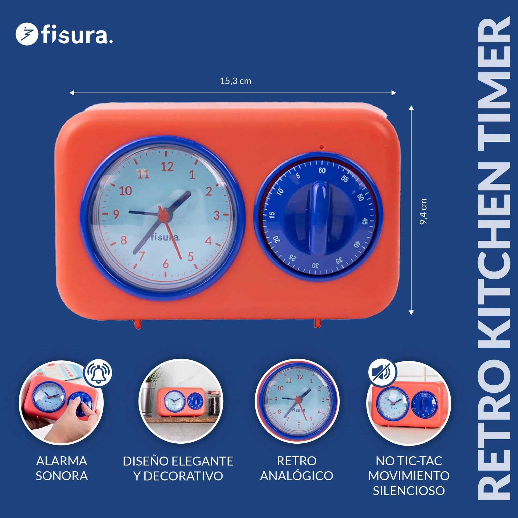 Temporizador de Cocina Retro - Rojo