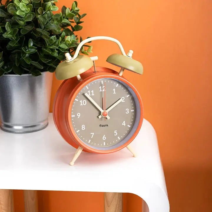 Reloj despertador Retro Beige & Naranja Fisura