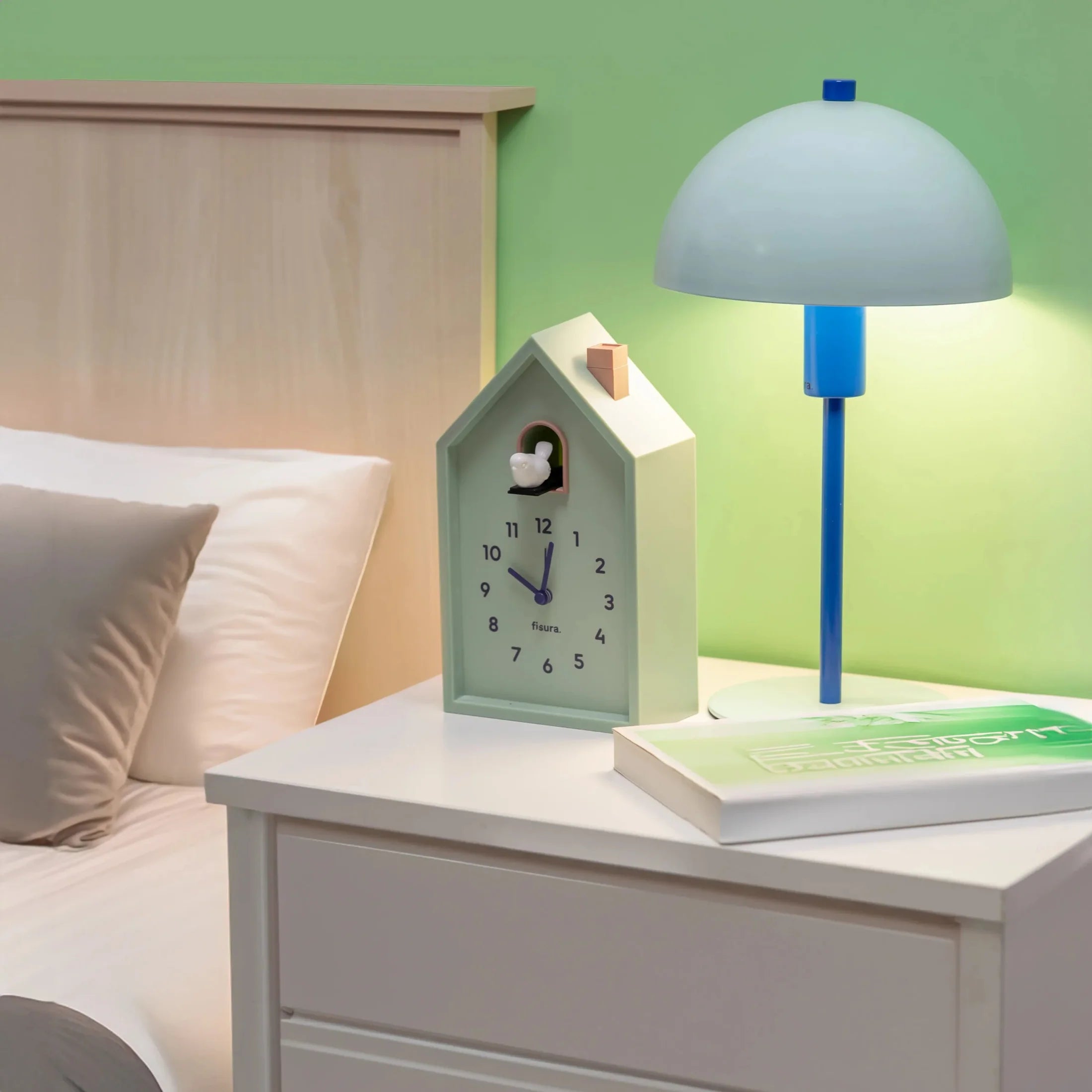 Reloj despertador cuco casita - menta