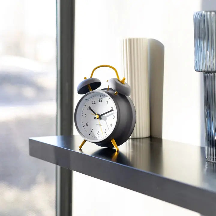 Reloj despertador Retro Gris & Amarillo Fisura