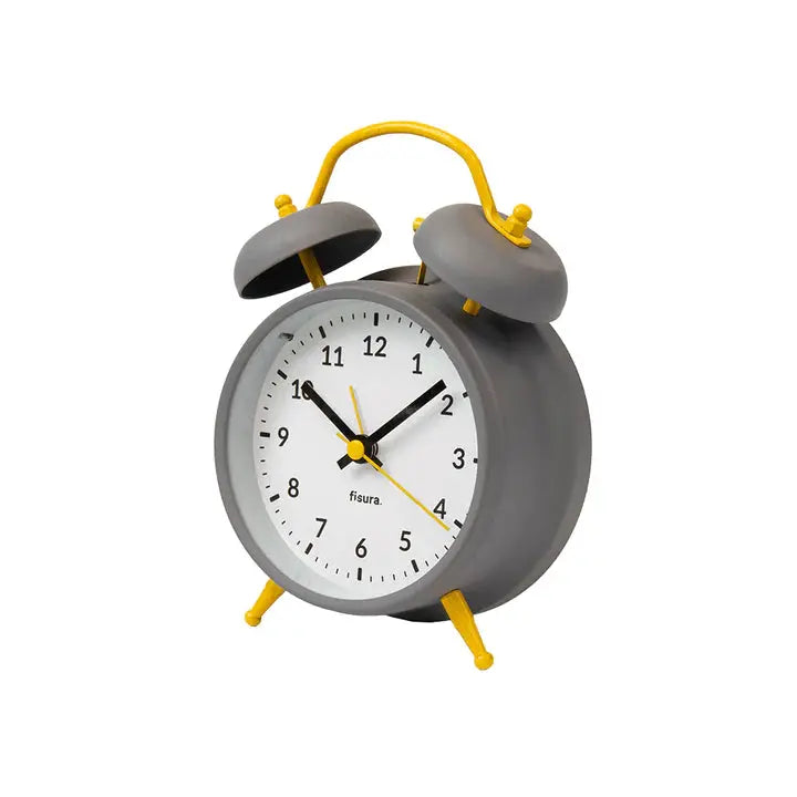 Reloj despertador Retro Gris & Amarillo Fisura