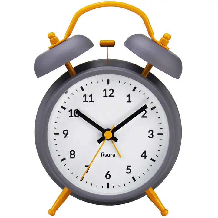 Reloj despertador Retro Gris & Amarillo Fisura