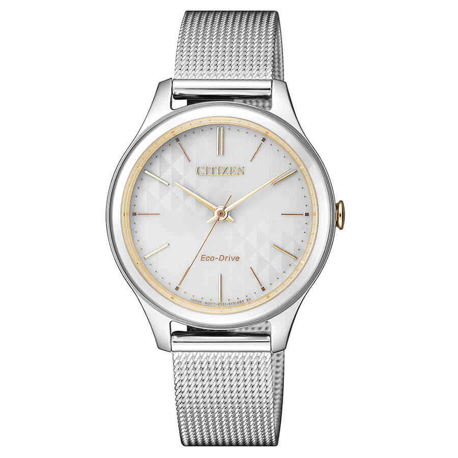 Citizen EM0504-81A – Elegancia bicolor con energía solar
