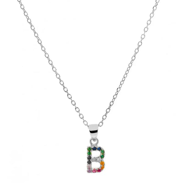 Collar letra B Plata de Ley 925 con circonitas Nowley