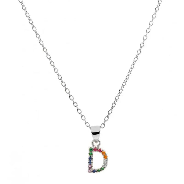 Collar letra D Plata de Ley 925 con circonitas Nowley