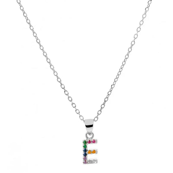 Collar letra E Plata de Ley 925 con circonitas Nowley