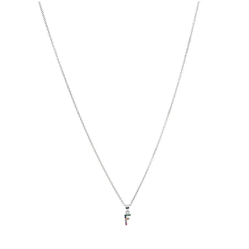 Collar letra F Plata de Ley 925 con circonitas Nowley