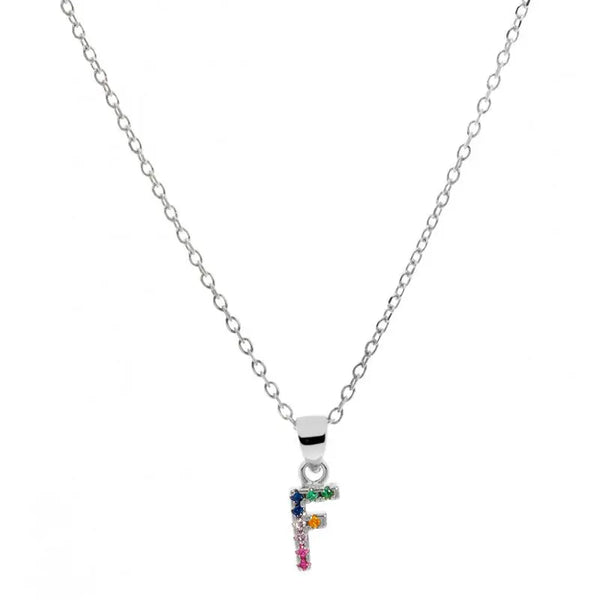 Collar letra F Plata de Ley 925 con circonitas Nowley