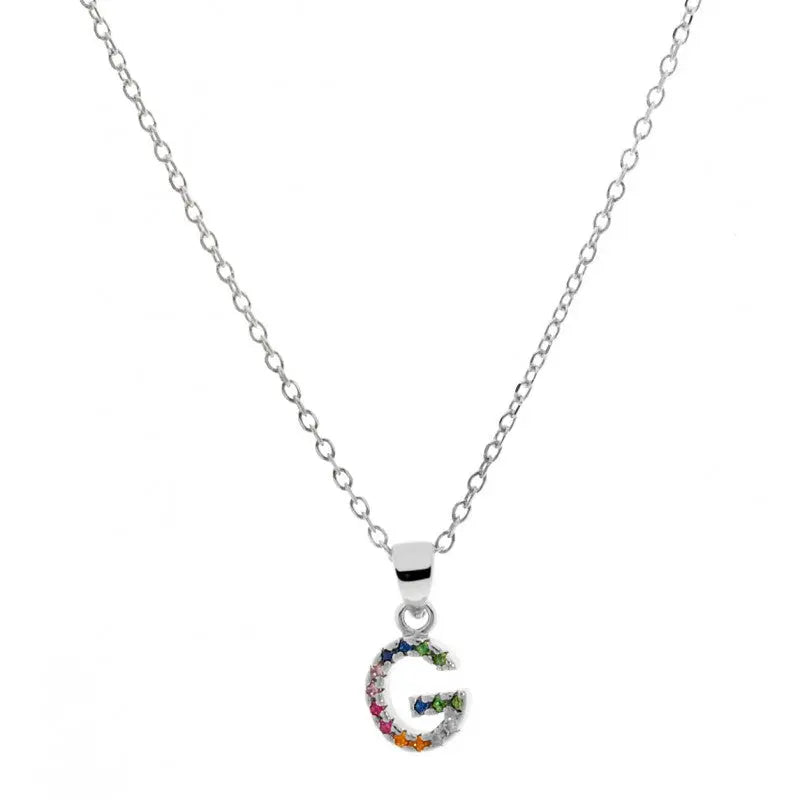 Collar letra G Plata de Ley 925 con circonitas Nowley