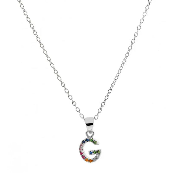 Collar letra G Plata de Ley 925 con circonitas Nowley