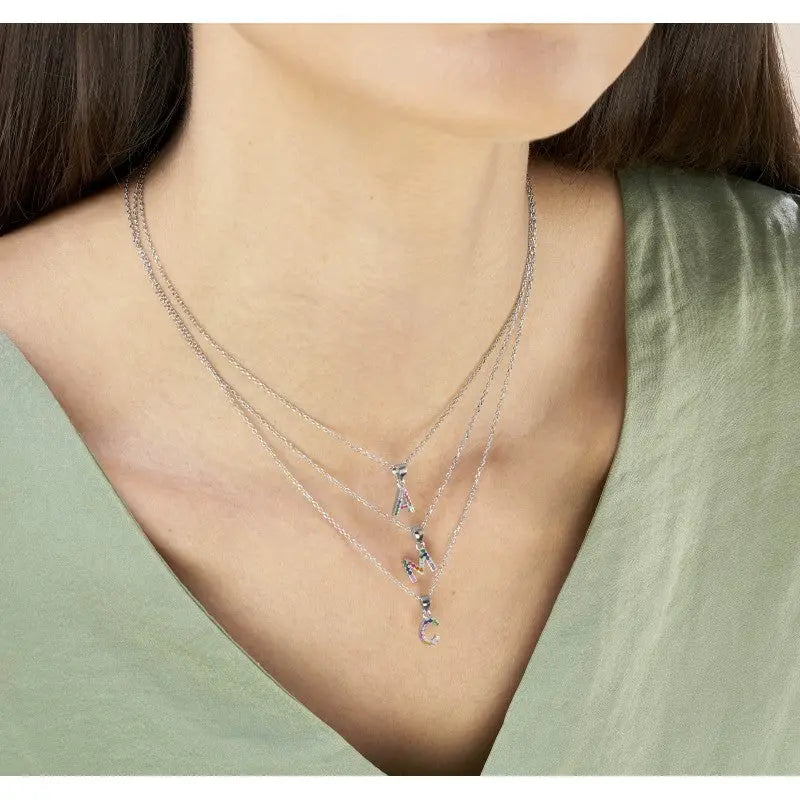 Collar letra G Plata de Ley 925 con circonitas Nowley