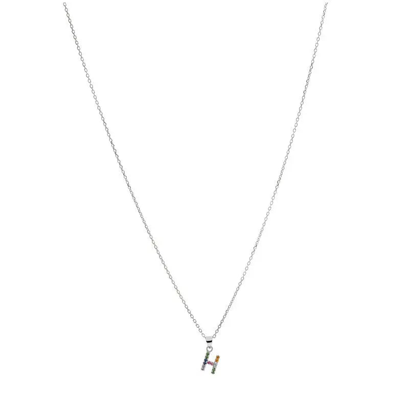 Collar letra H Plata de Ley 925 con circonitas Nowley