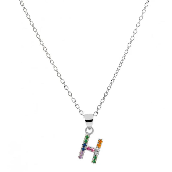 Collar letra H Plata de Ley 925 con circonitas Nowley