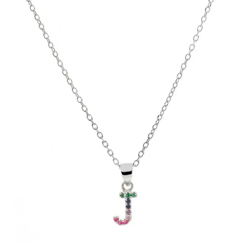 Collar letra J Plata de Ley 925 con circonitas Nowley