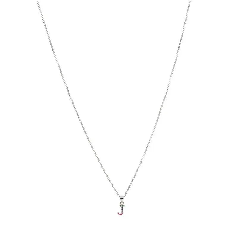 Collar letra J Plata de Ley 925 con circonitas Nowley
