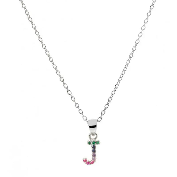 Collar letra J Plata de Ley 925 con circonitas Nowley