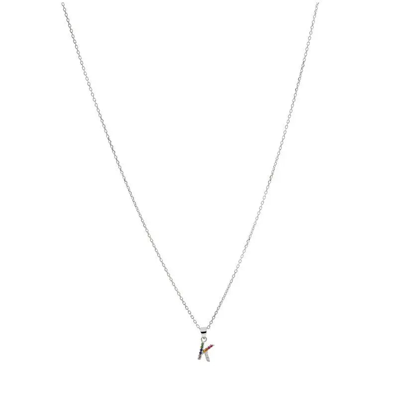 Collar letra K Plata de Ley 925 con circonitas Nowley