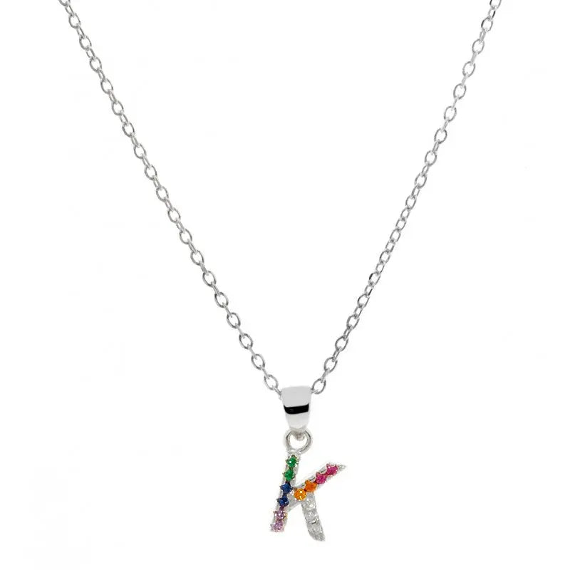 Collar letra K Plata de Ley 925 con circonitas Nowley