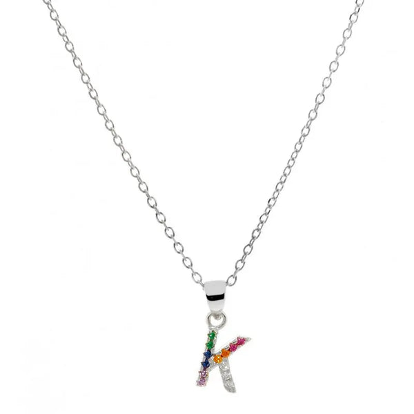 Collar letra K Plata de Ley 925 con circonitas Nowley