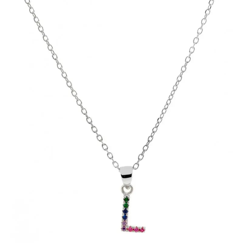 Collar letra L Plata de Ley 925 con circonitas Nowley