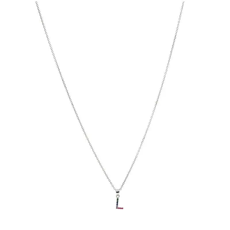 Collar letra L Plata de Ley 925 con circonitas Nowley