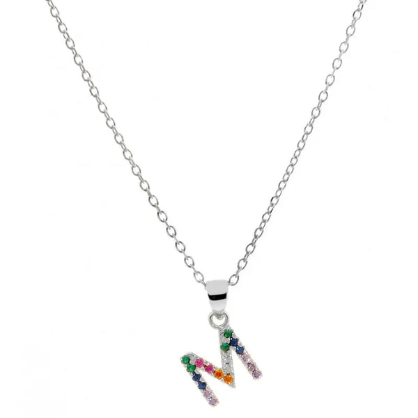 Collar letra M Plata de Ley 925 con circonitas Nowley