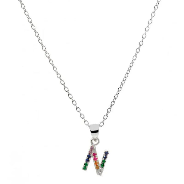 Collar letra N Plata de Ley 925 con circonitas Nowley