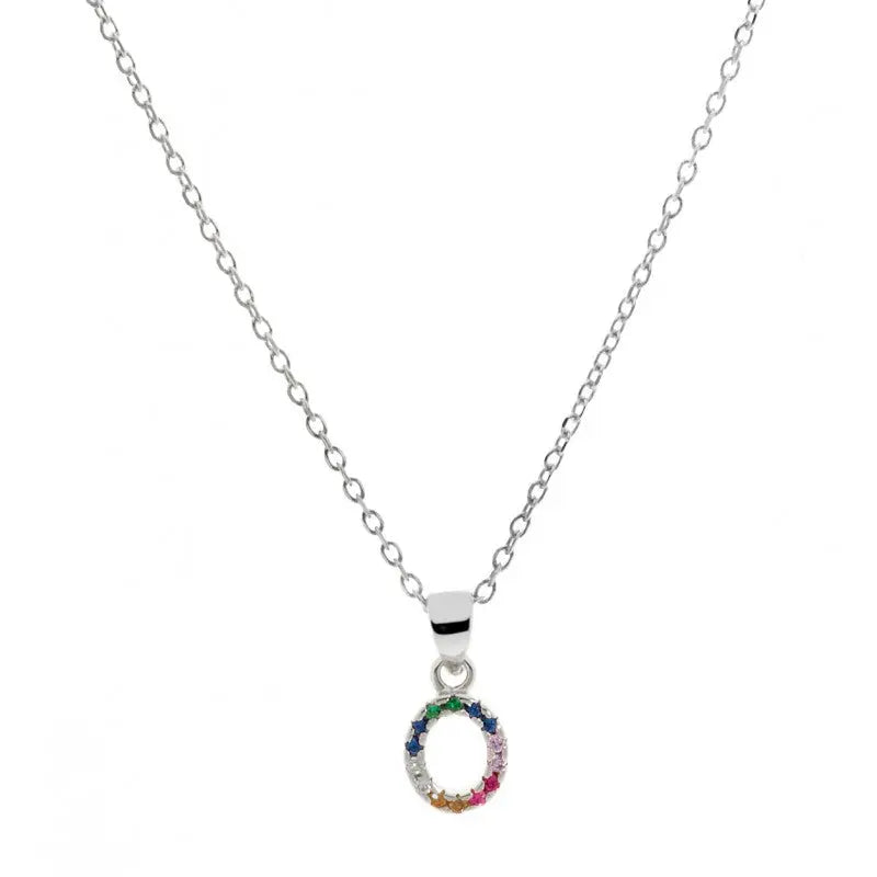 Collar letra O Plata de Ley 925 con circonitas Nowley