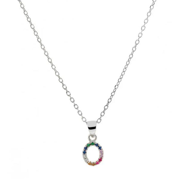 Collar letra O Plata de Ley 925 con circonitas Nowley
