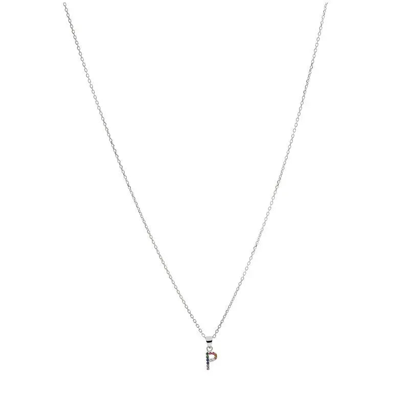 Collar letra P Plata de Ley 925 con circonitas Nowley