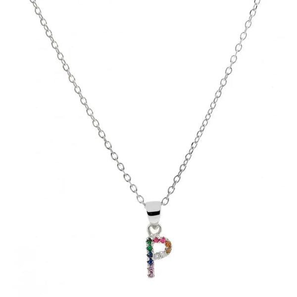 Collar letra P Plata de Ley 925 con circonitas Nowley