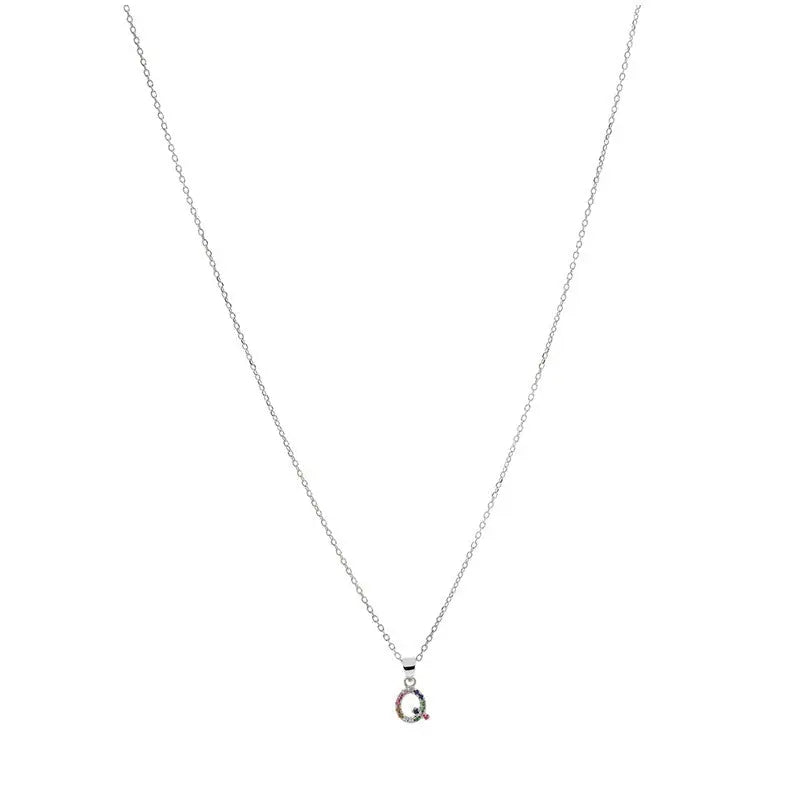 Collar letra Q Plata de Ley 925 con circonitas Nowley