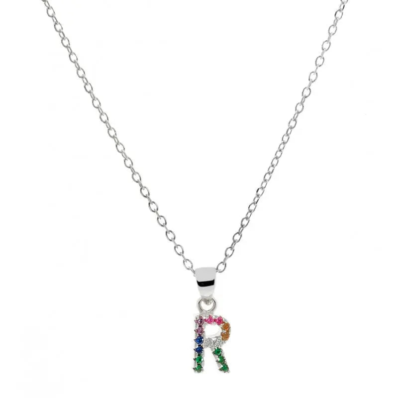 Collar letra R Plata de Ley 925 con circonitas Nowley