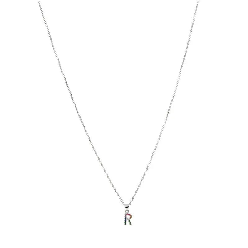 Collar letra R Plata de Ley 925 con circonitas Nowley