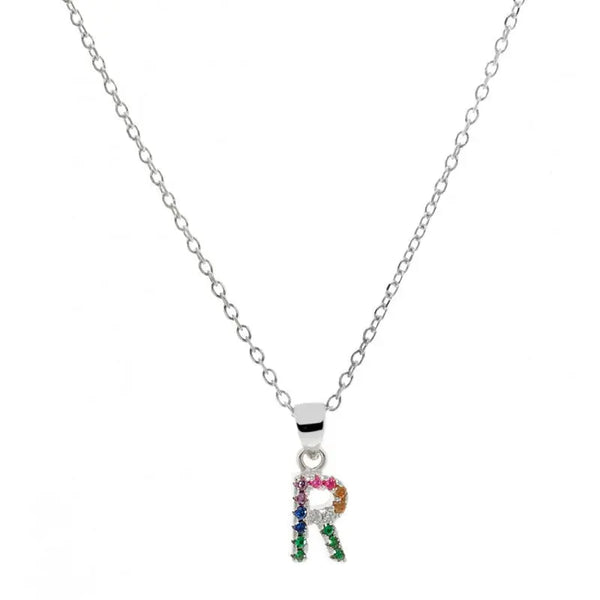 Collar letra R Plata de Ley 925 con circonitas Nowley