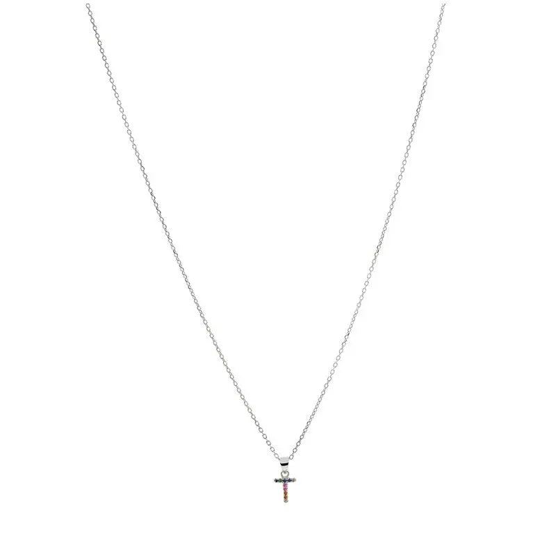 Collar letra T Plata de Ley 925 con circonitas Nowley