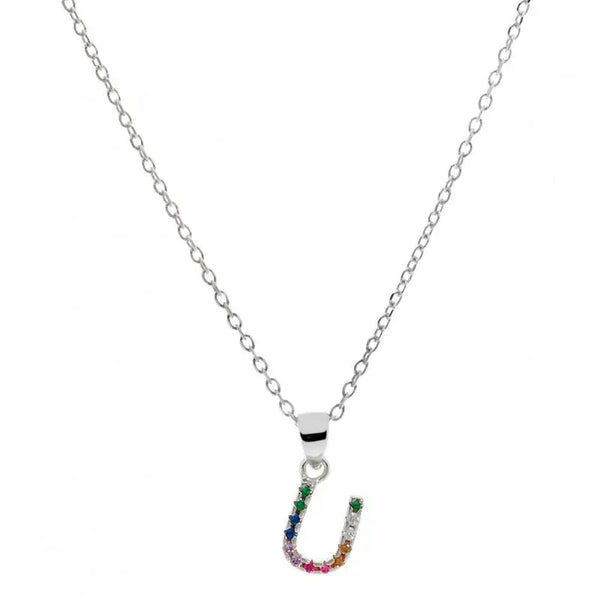 Collar letra U Plata de Ley 925 con circonitas Nowley