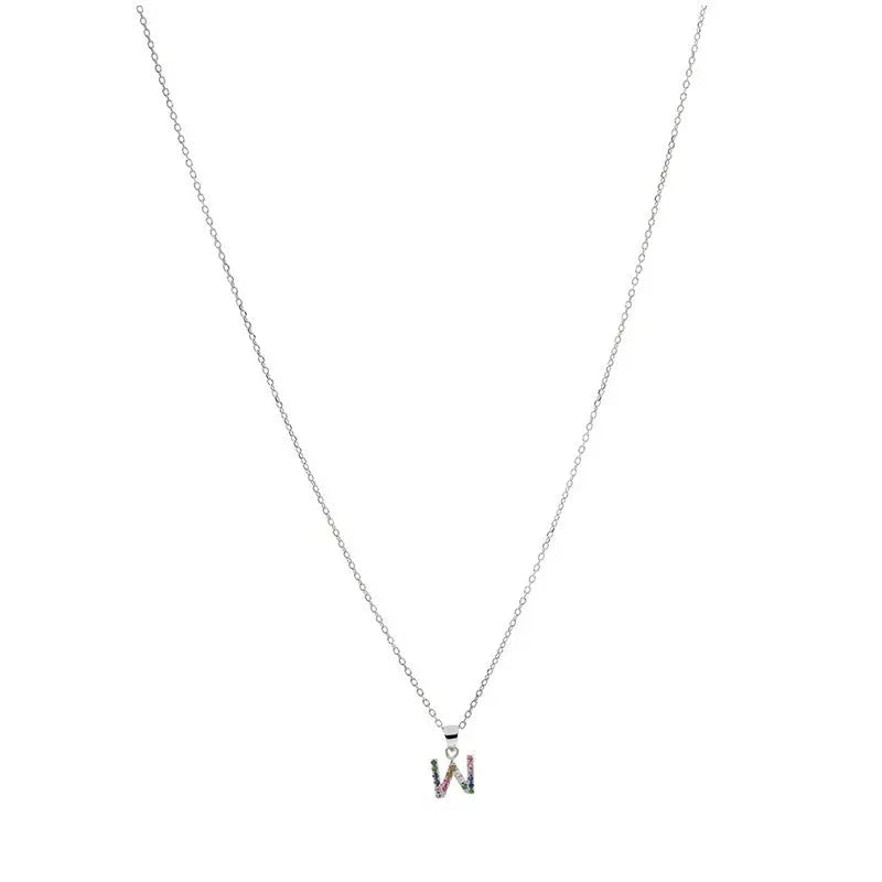 Collar letra W Plata de Ley 925 con circonitas Nowley