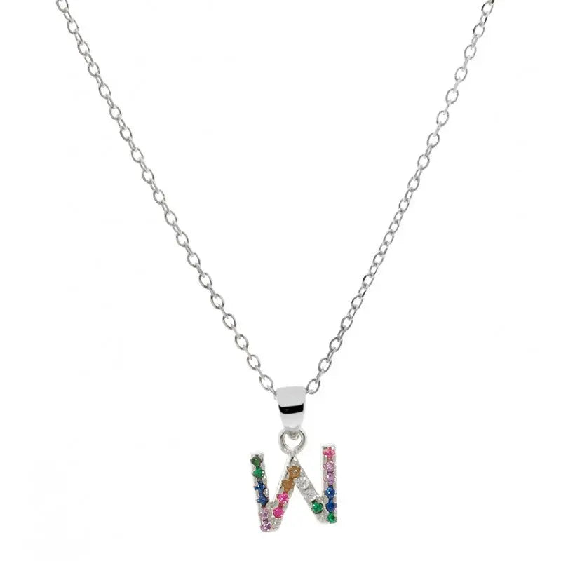 Collar letra W Plata de Ley 925 con circonitas Nowley