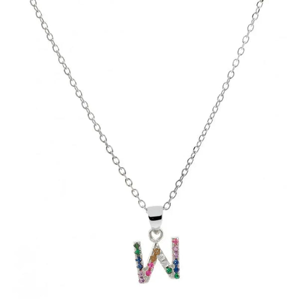 Collar letra W Plata de Ley 925 con circonitas Nowley