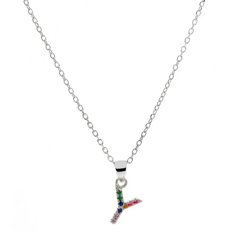 Collar letra Y Plata de Ley 925 con circonitas Nowley