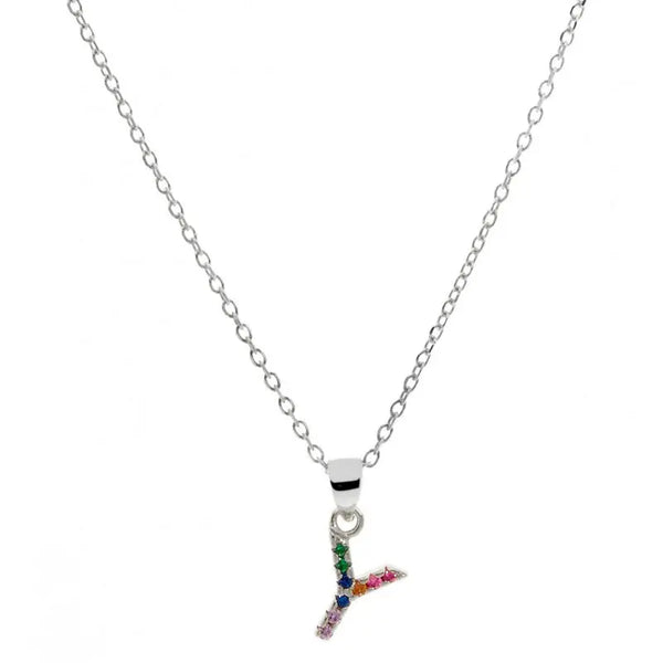 Collar letra Y Plata de Ley 925 con circonitas Nowley